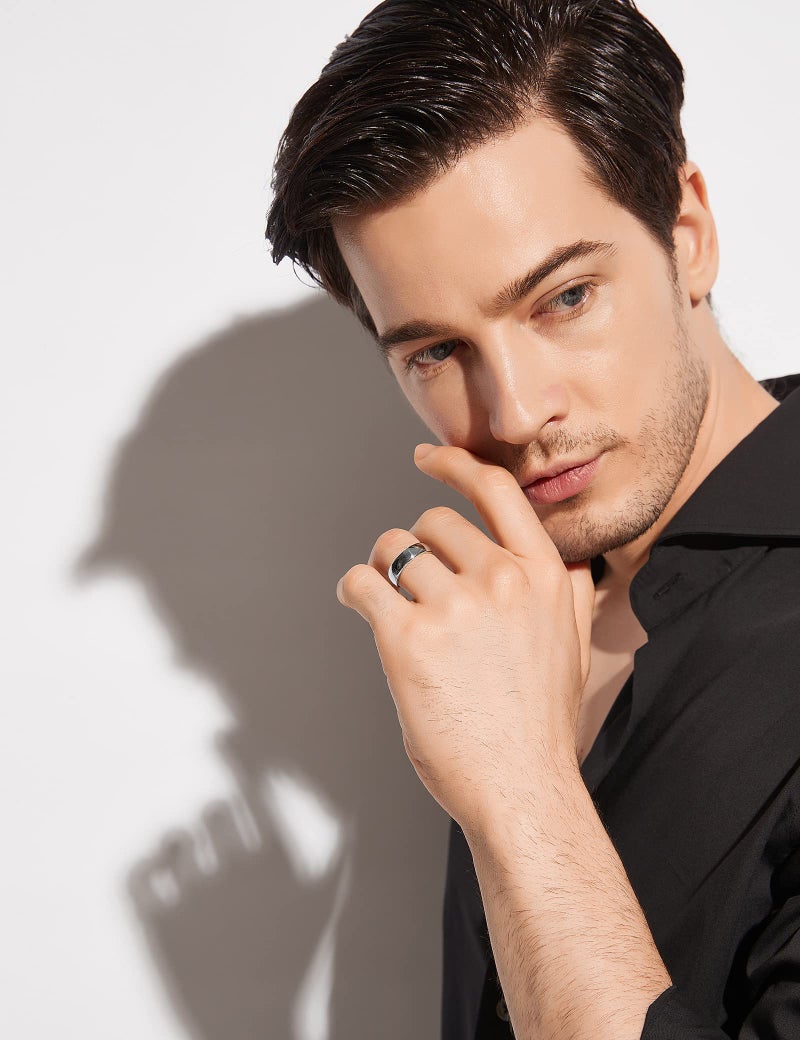 Greenpod 6mm Silver Tungsten Carbide Ring for Men Women Wedding Band High Polished Shiny Domed Comfort Fit Size 10.5 - Image 5